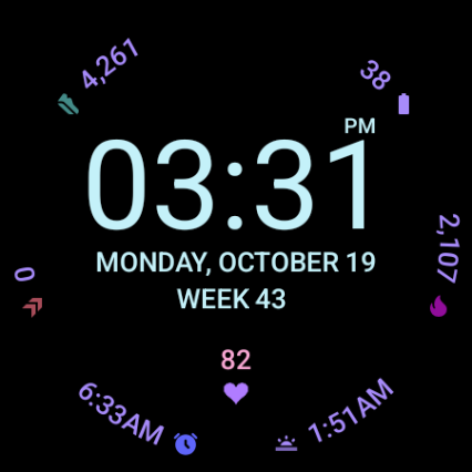 Aurora: minimal, with the week below the date